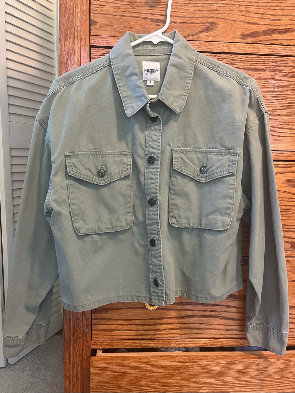 Juniors Kensie Sage Green Utility Jacket